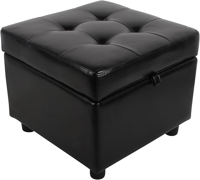 H&B Luxuries Tufted Leather Square Flip Top